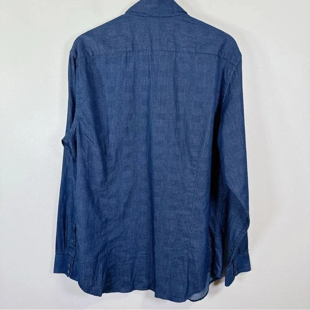 Banana Republic Plaid Denim Chambray Slim Fit Button Shirt